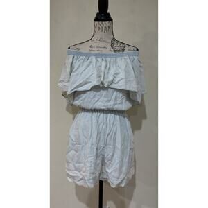 All Saints Women's Sacha Tencel Ruffle Playsuit Romper Bleach Indigo Blue Size S